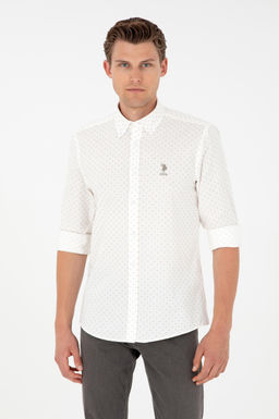 Мужская рубашка светло-хаки с длинным рукавом