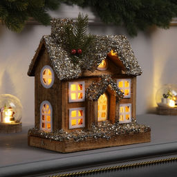Фигура деревянная «Изба», 26×23х12 см, 5 LED, батарейки AAx2 (не в комплекте), свечение теплое белое