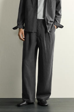 PANTAL?N FLUIDO RELAXED FIT RAYAS / Gris antracita - Zara фото 2