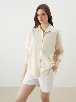 Oversize Keten Kar???ml? Kad?n G?mlek