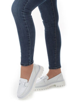 03-HY6-2D WHITE Лоферы женские (натуральная кожа)