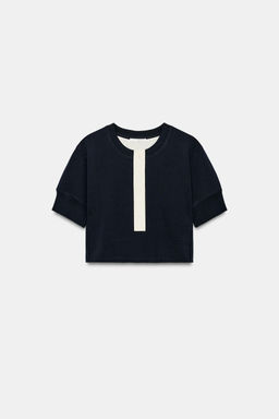 SUDADERA CROP CUELLO PANADERO / Azul / Blanco - Zara фото 6
