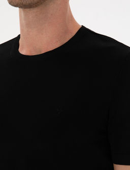 Siyah Slim Fit Bisiklet Yaka Triko T-shirt