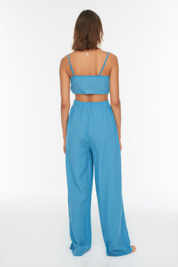 Haki Dokuma Baglama Detayl? Plaj Yuksek Bel Bluz-Pantolon Tak?m TBESS22AU0108 - Trendyolmilla фото 13