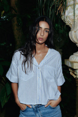 CROPPED LINEN BLEND SHIRT - Zara фото 42