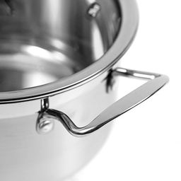 "Традиция" Набор кастрюль из нержавеющей стали 5 штук: 18х10см 1,8л; 20х11см 2,6л; 22х12см 3,5л; 24х13см 4,3л; 26х14см 6л, стеклянные крышки, ручки нержавеющая сталь, с теплораспределительным дном 0,5см, цветная коробка (Китай)