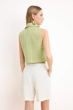 Ac?k Yesil Astarl? Pamuklu Aksesuar Dugmeli Regular Yelek TWOSS26YE00028 - Trendyolmilla фото 4