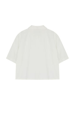 Ekru Brodeli Crop Dokuma Gomlek TWOSS24GO00225 - Trendyolmilla фото 7