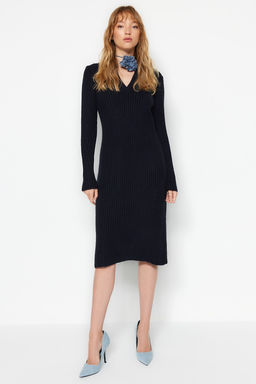 TRENDYOLMILLA Camel Midi Triko Yumusak Dokulu Polo Yaka Elbise TWOAW24EL00026  фото 4