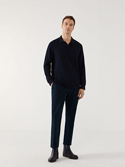 Polo Yaka Uzun Kollu Erkek Sweatshirt