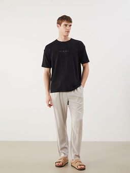 Standart Kal?p Keten Kar???ml? Erkek Pantolon