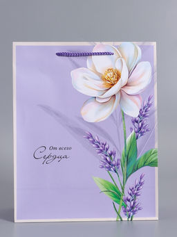 Пакет подарочный ламинированный «От всего сердца», 26×12×32 см