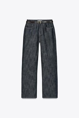 Z1975 HIGH-WAIST STRAIGHT SLIM FIT BELTED JEANS - Zara фото 2
