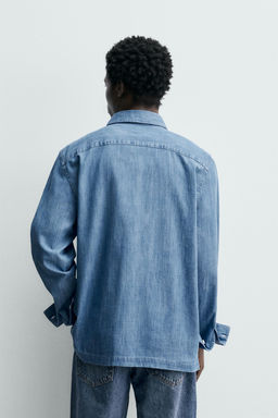 CAMISA DENIM BOLSILLOS / Azul - Zara фото 3