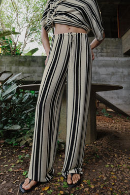 PANTAL?N R?STICO WIDE LEG / Crudo / Negro - Zara фото 2