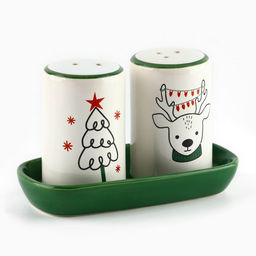 Солонка и перечница «Новогодний олень», 12×6.5×7 см, ручная работа