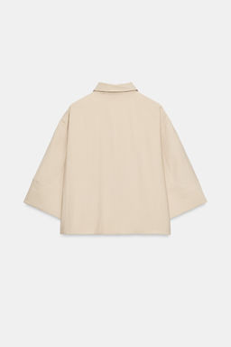 CAMISA CORTA MANGA ANCHA / Beige