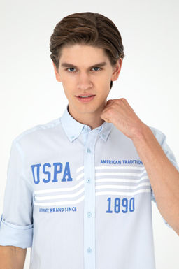 Мужская голубая рубашка с длинным рукавом Неожиданная скидка в корзине - U.s. polo assn фото 2