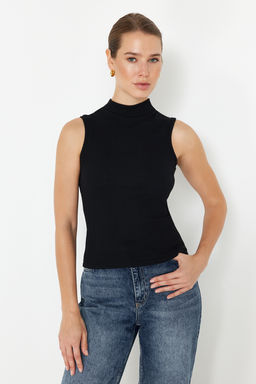 Siyah-Beyaz-Cok Renkli 3Lu Paket Fitted/Vucuda Oturan Fitilli Esnek Orme Bluz TWOSS24BZ00560 - Trendyolmilla фото 5