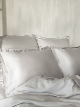 Простыня на резинке 2-спальная SL Home Tencel, 180×200+30 см, светло-серая, тенсель