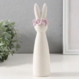 Фигурка керамика «Зайка в сиреневом цветочном веночке», 4.6×3.9×18.6 см