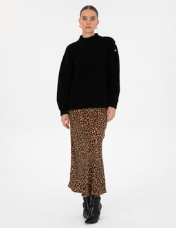 Siyah Comfort Fit Yar_m Bal_k__ Kazak