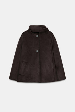 SHORT WOOL COAT WITH SCARF - Zara фото 9
