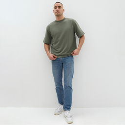 Футболка мужская MINAKU: Basic line MAN цвет хаки, размер 50