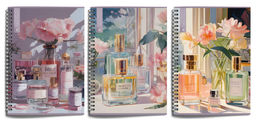 Тетрадь 80 л. А4 клетка, на гребне, LOREX SCENT OF A WOMAN офсет, мелованный картон, soft touch, выборочный УФ-лак, запечатка форзаца