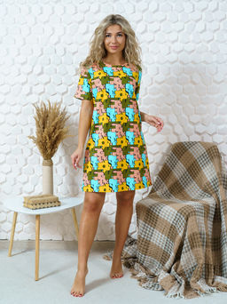 858 Туника "горчичные пазлы"