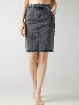 CONTE Джинсовая юбка прямого силуэта CON-385 acid washed grey