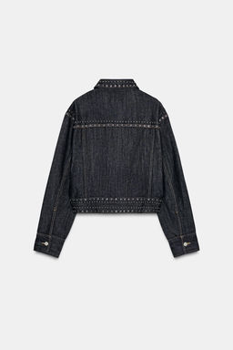 STUDDED DENIM-EFFECT JACKET - Zara фото 8