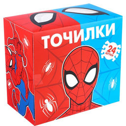 Цена за 24 шт. Точилка пластиковая прямоугольная, «Человек-паук»