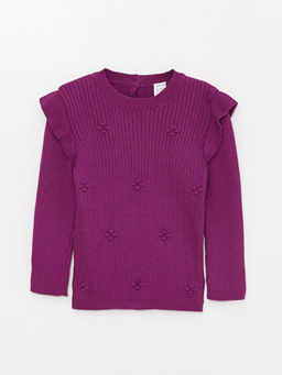 Bisiklet Yaka Uzun Kol Kendinden Desenli K?z Bebek Triko Kazak