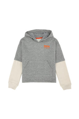 _ocuk Gri Melanj Kap__onlu Sweatshirt