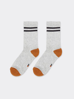 Цена за 5 пар! Носки детские серые с рисунком в виде контрастных полосок - Mark formelle фото 3