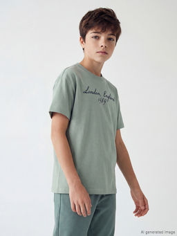 Bisiklet Yaka London Bask?l? Erkek ?ocuk Ti??rt