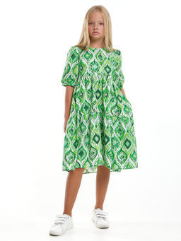 Платье Boho для девочки подростка UD 7927 зеленые узоры - Mini maxi фото 4