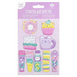 Стикеры для заметок бумажные, 46х40; 20х60 мм, 108 шт., арт. 71619 / 25 СЛАДКИЙ МИКС (материал: диза