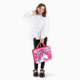 Папка пластиковая с ручками А4, на молнии, 7.5×33×26 см, «Минни Маус и единорог»