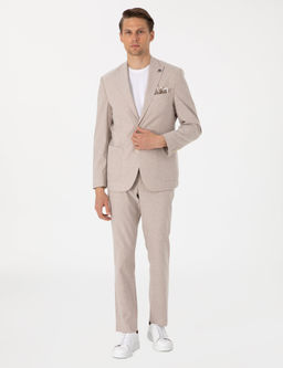 A__k Kahverengi Slim Fit Keten Kar___ml_ Tak_m Elbise