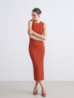 Bisiklet Yaka B?zg?l? Bodycon Elbise