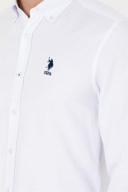 U. S. Polo Assn Мужская белая базовая рубашка с длинным рукавом - U.s. polo assn фото 7
