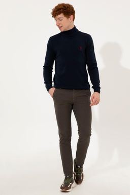 Мужской трикотажный свитер темно-синего цвета с высоким воротником Basic - U.s. polo assn фото 4