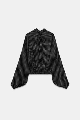 ZW COLLECTION POLKA DOT BLOUSE WITH TIES - Zara фото 8