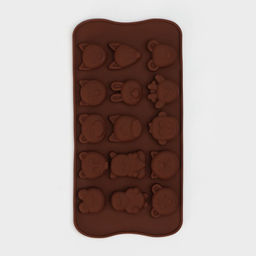 Форма для конфет и шоколада Доляна Мордашки, силикон, 21?10.5 см, 15 ячеек (2.5?2.3 см), коричневая  фото 3