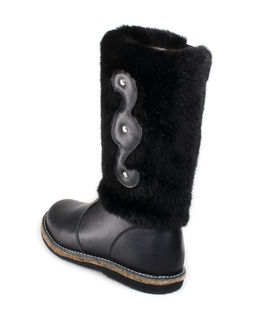 Унты женские на войлочной подошве.Черн., Черная "норка". Молния