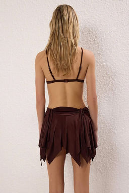 Trendyolmilla Kahverengi Mini Orme Sortlu 100% Pamuk Plaj Etek TBESS25ET00015 фото 5