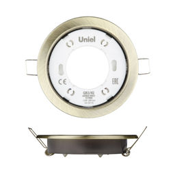 GX53/H2 ANTIQUE BRASS 10 PROM Светильник ультратонкий встраиваемый. В составе набора из 10шт. Корпус античная бронза. Картон. TM Uniel.