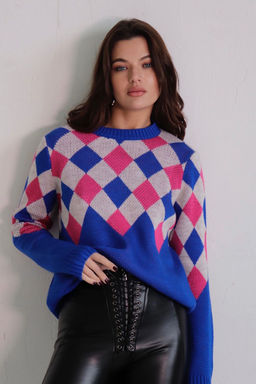 10661 Джемпер с ромбами синий - Martichelli фото 18